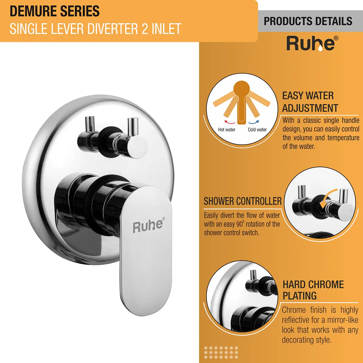 Demure Single Lever 2-inlet Diverter (Complete Set) - by Ruhe