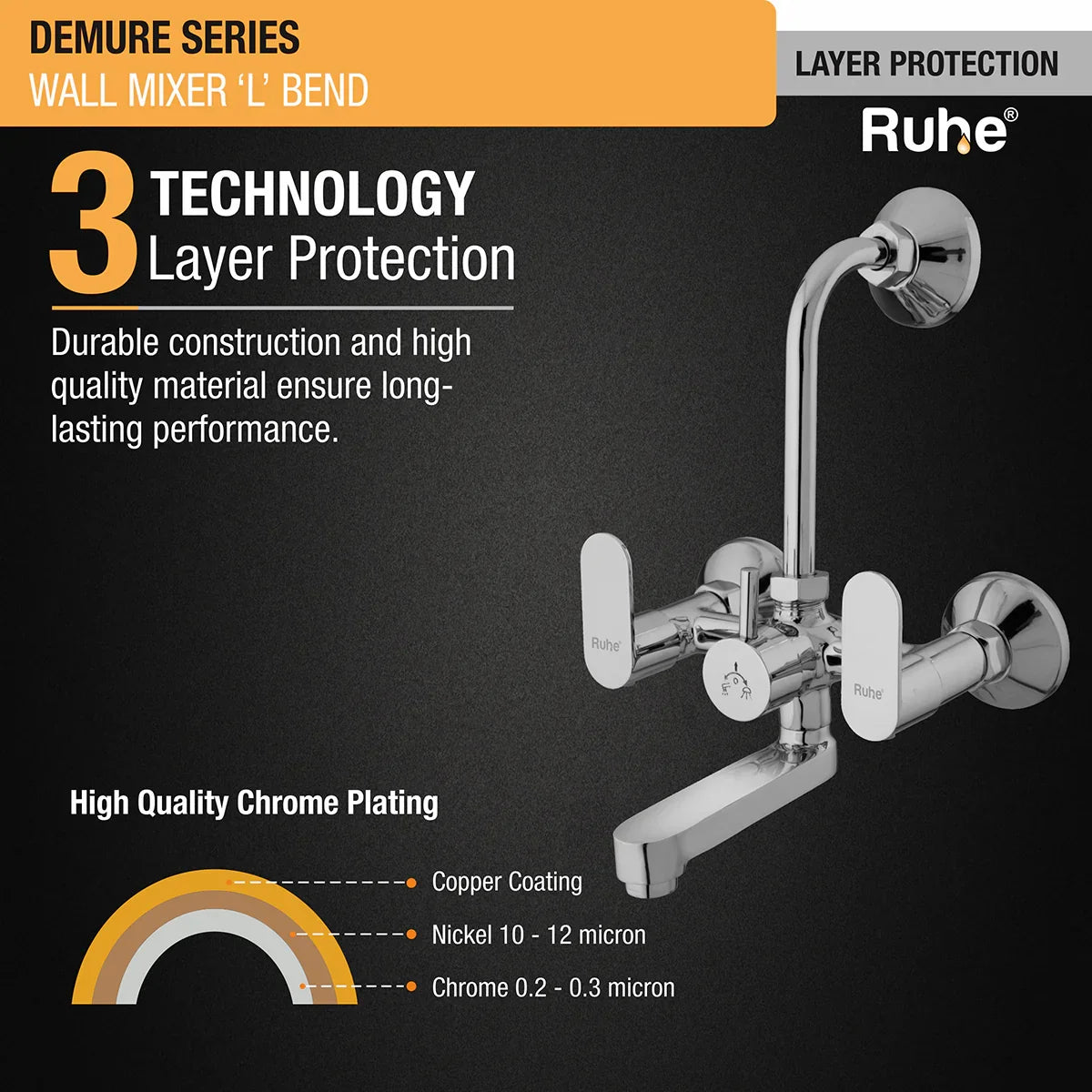 Demure Wall Mixer Tap with L Bend Pipe - by Ruhe