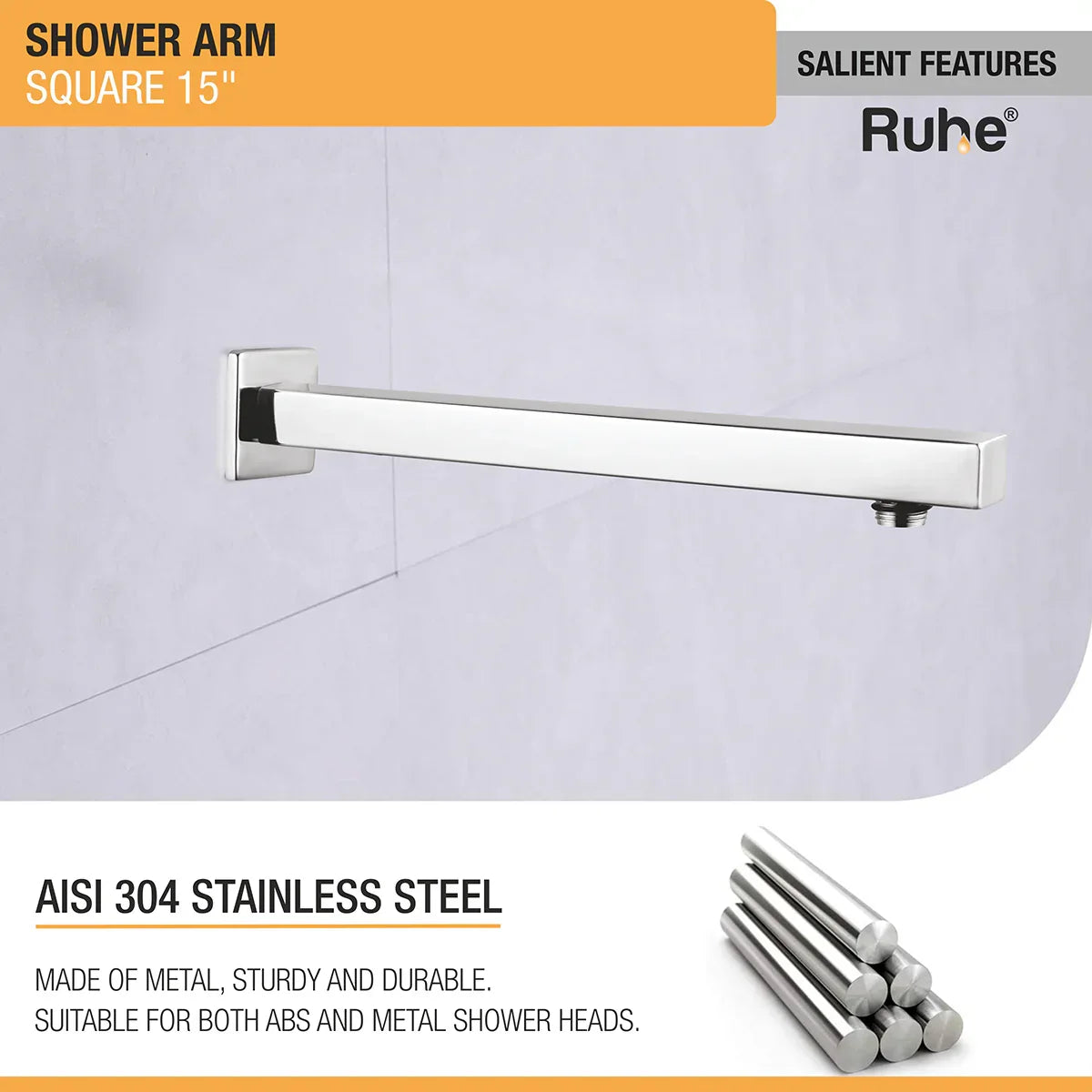 Square 304-Grade Shower Arm