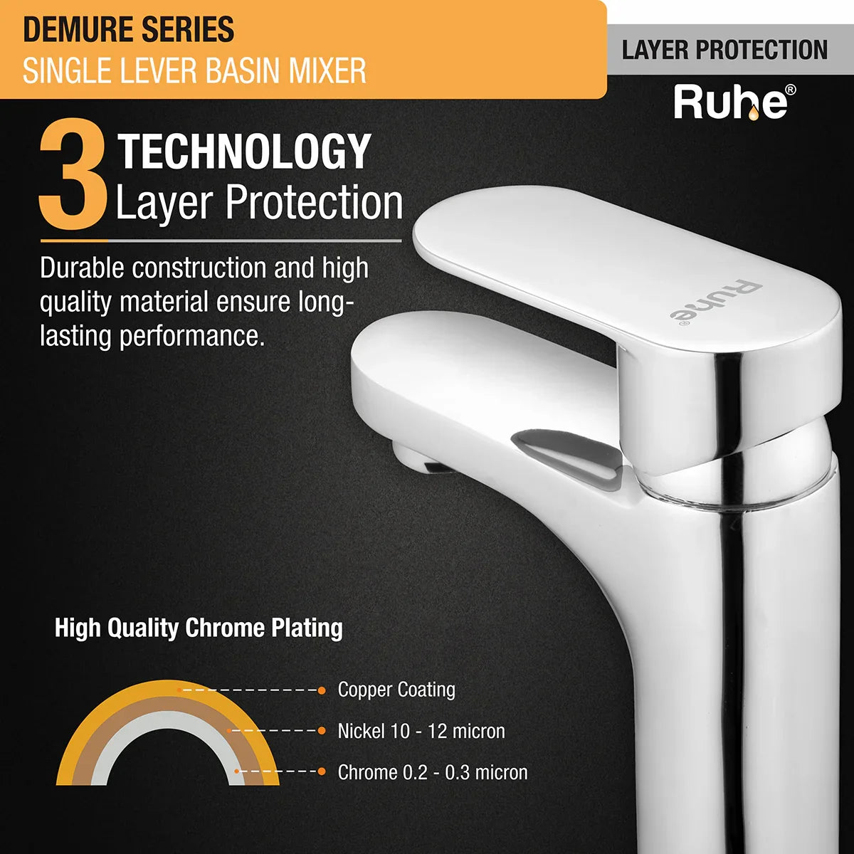 Demure Single Lever Deck-mount Wash Basin Mixer Tap - by Ruhe