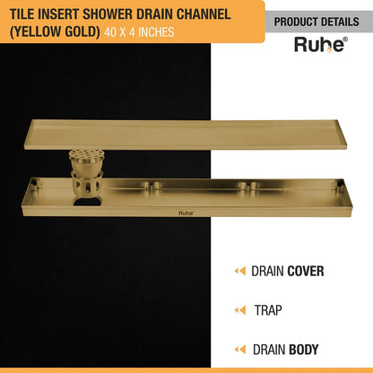 Tile-Insert Shower Drain Channel Coloured (4 Inches)