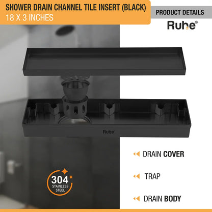Tile-Insert Shower Drain Channel (3 Inches)