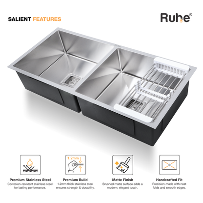 Handmade Double Bowl Kitchen Sink (45 x 20 x 10 Inches) (Features)