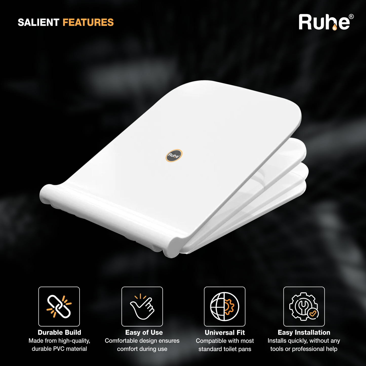 Square Toilet Seat Cover (Soft Close)