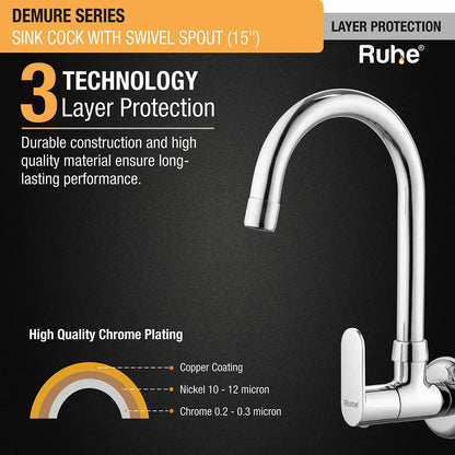 Demure Wall Mount Kitchen Sink Tap with Swivel Spout