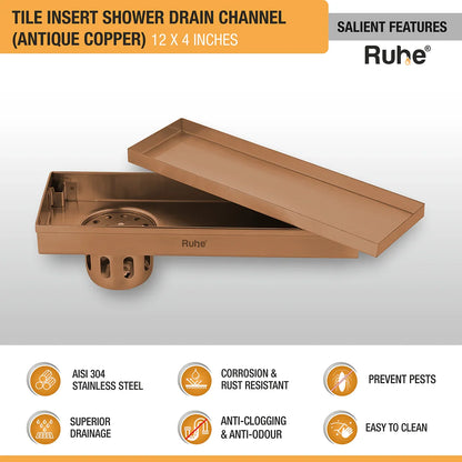 Vertical Shower Drain Channel (4 Inches)