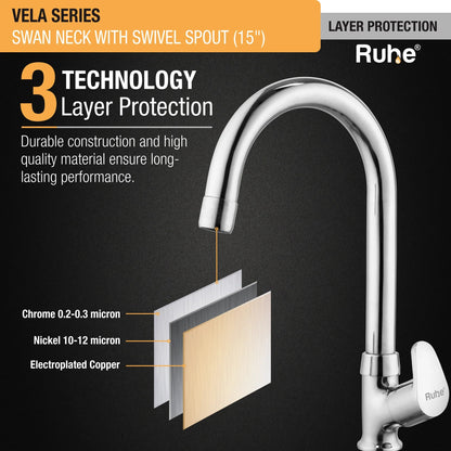 Vela Swan Neck with Medium (15 inches) Round Swivel Spout Faucet protection