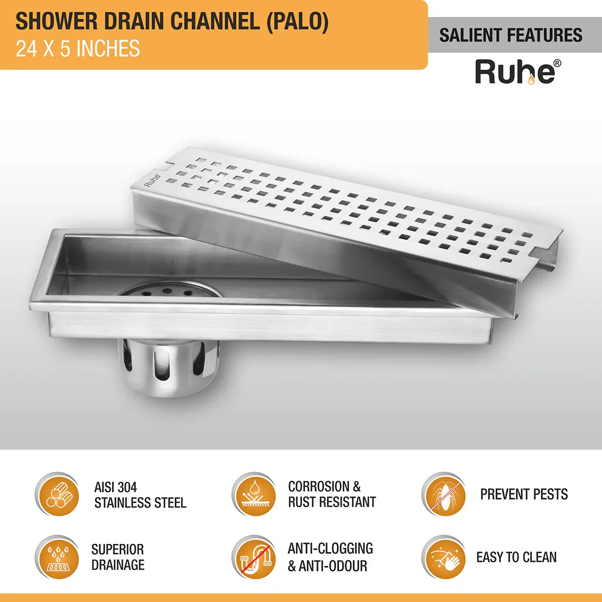 Palo Shower Drain Channel (5 Inches)