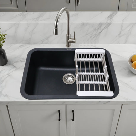 Quartz Single Bowl Round Kitchen Sink (24 x 18 x 9 Inches)