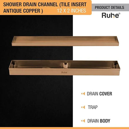 Tile-Insert Shower Drain Channel Coloured (2 Inches)