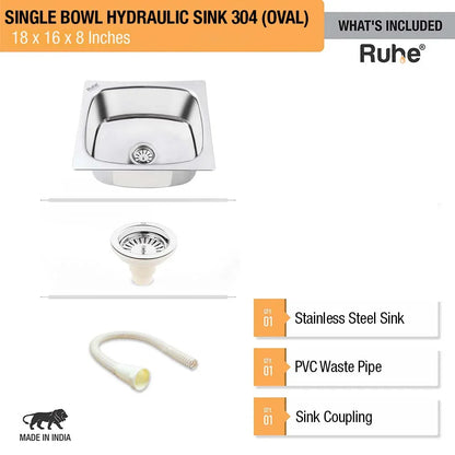 Oval Single Bowl with Drainboard Kitchen Sink (37 x 18 x 8 Inches), What’s Included
