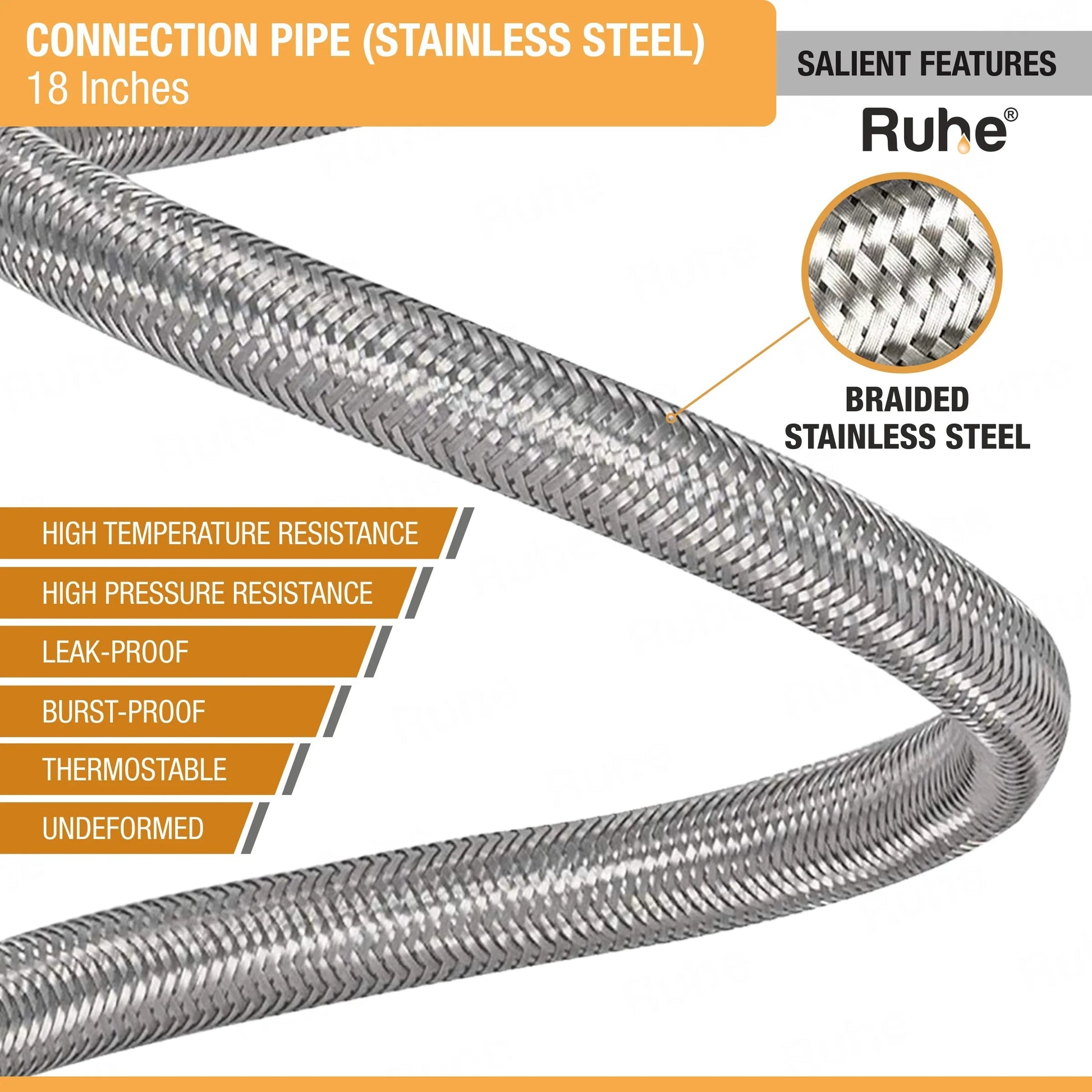 Geyser Connection Pipe SS (18 Inches) (304 Grade) (Pack of 2) features