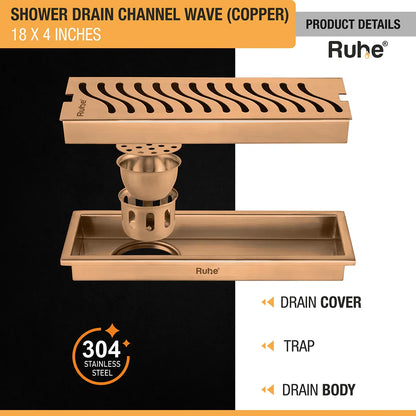Wave Shower Drain Channel (4 Inches)