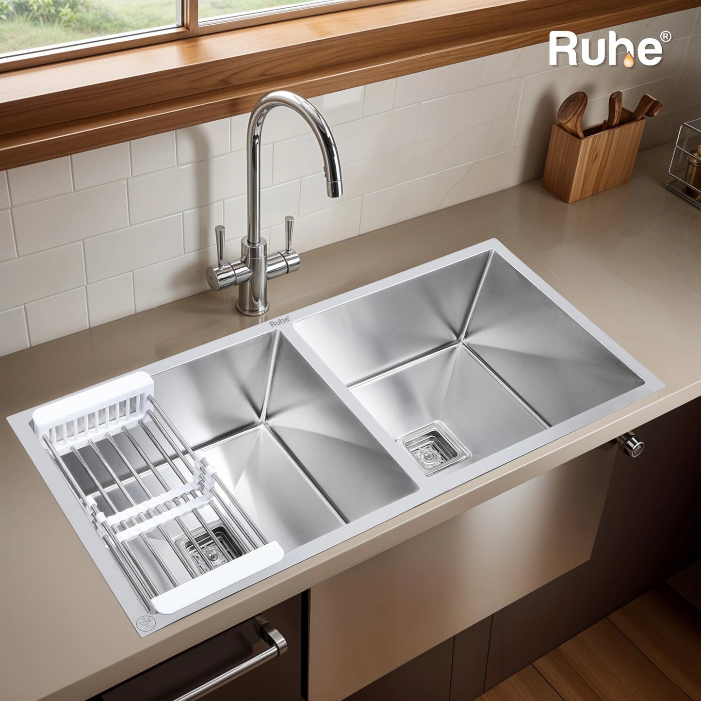 Handmade Double Bowl Kitchen Sink (42 x 20 x 10 Inches)