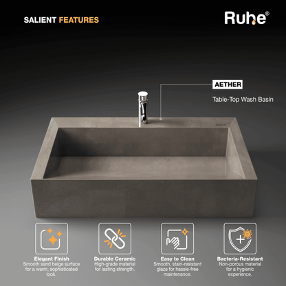Aether Table Top Wash Basin Beige (Features)