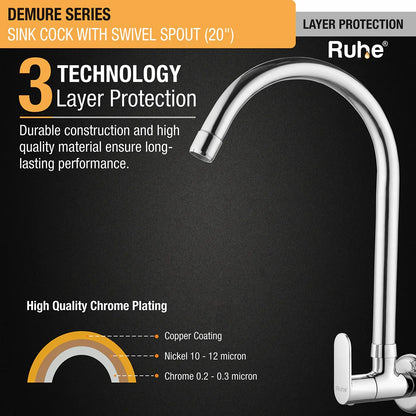 Demure Wall Mount Kitchen Sink Tap with Swivel Spout