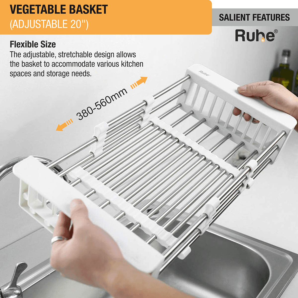 Adjustable Vegetable Basket/Strainer (20 Inches) - by Ruhe - Ruhe