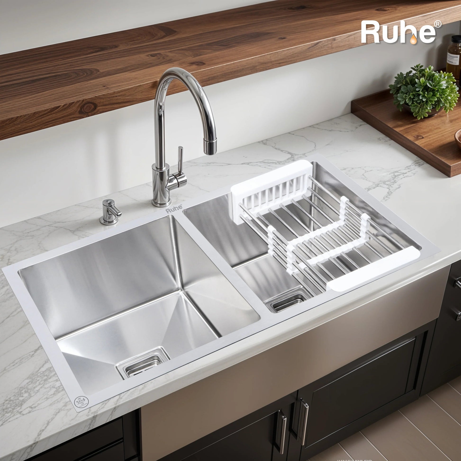 Handmade Double Bowl Kitchen Sink (32 x 18 x 10 Inches)