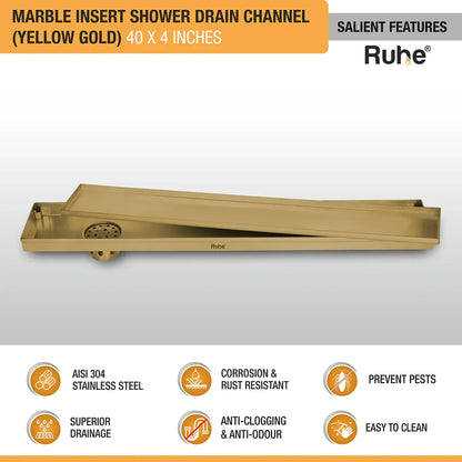 Marble-Insert Shower Drain Channel (4 Inches)
