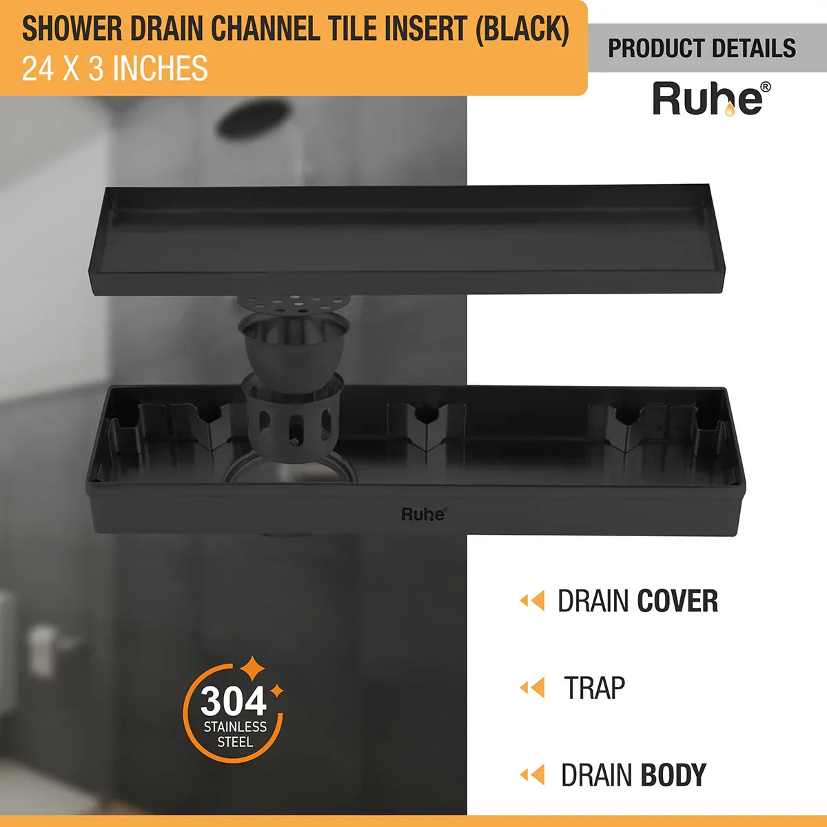 Tile-Insert Shower Drain Channel (3 Inches)
