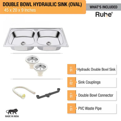 Double Bowl Kitchen Sink (45 x 20 x 9 Inches), What’s Included