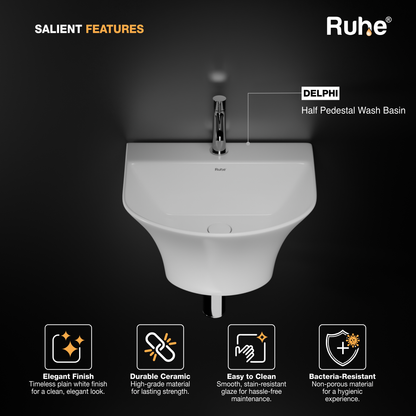 Delphi Half Pedestal Wash Basin (Features)