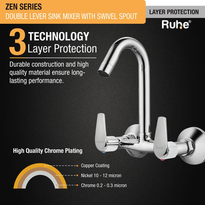 Zen Sink Mixer Brass Faucet with Swivel Spout Layer Technology