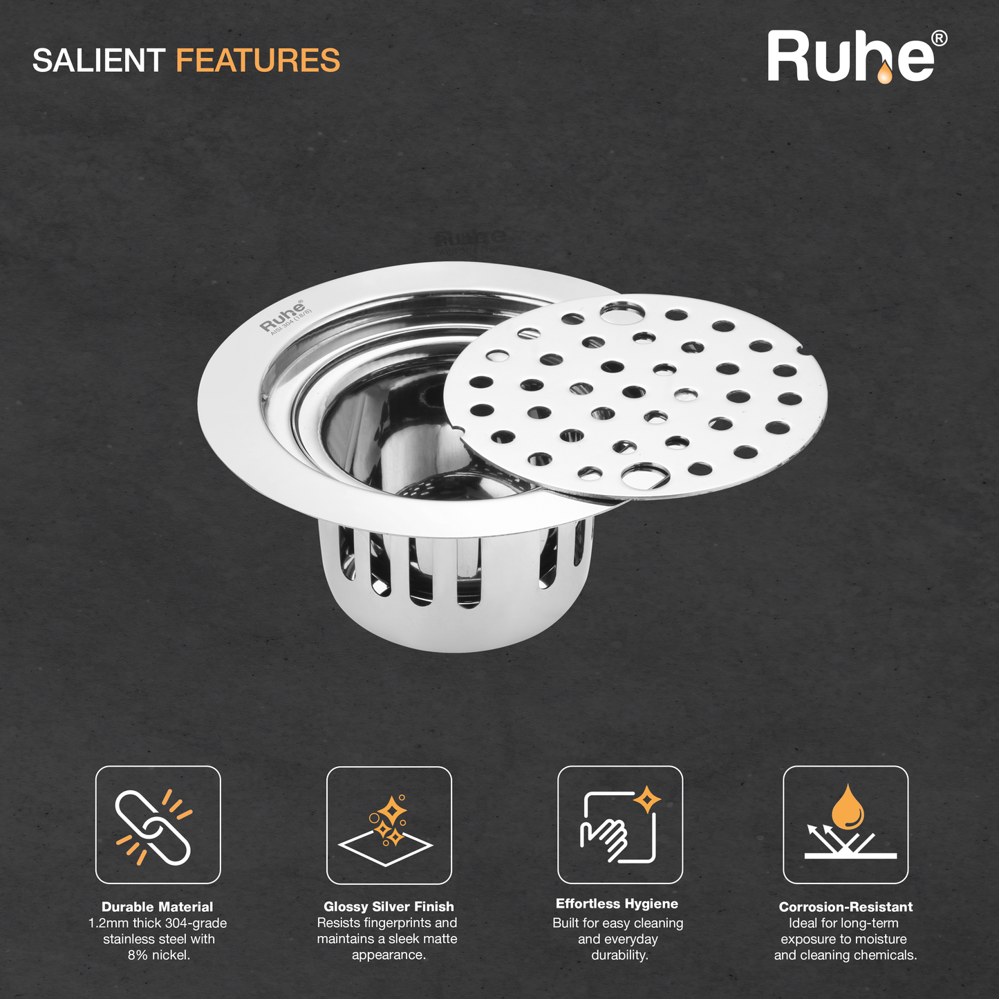 Round Floor Drain with Lock and Cockroach Trap (5 Inches)
