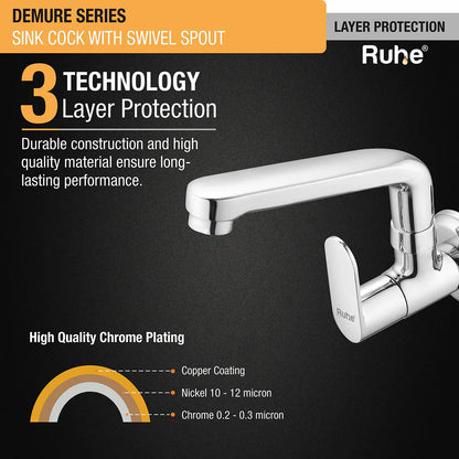 Demure Brass Kitchen Sink Tap with Small (7 inches) Round Swivel Spout - by Ruhe