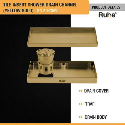Tile-Insert Shower Drain Channel Coloured (5 Inches)