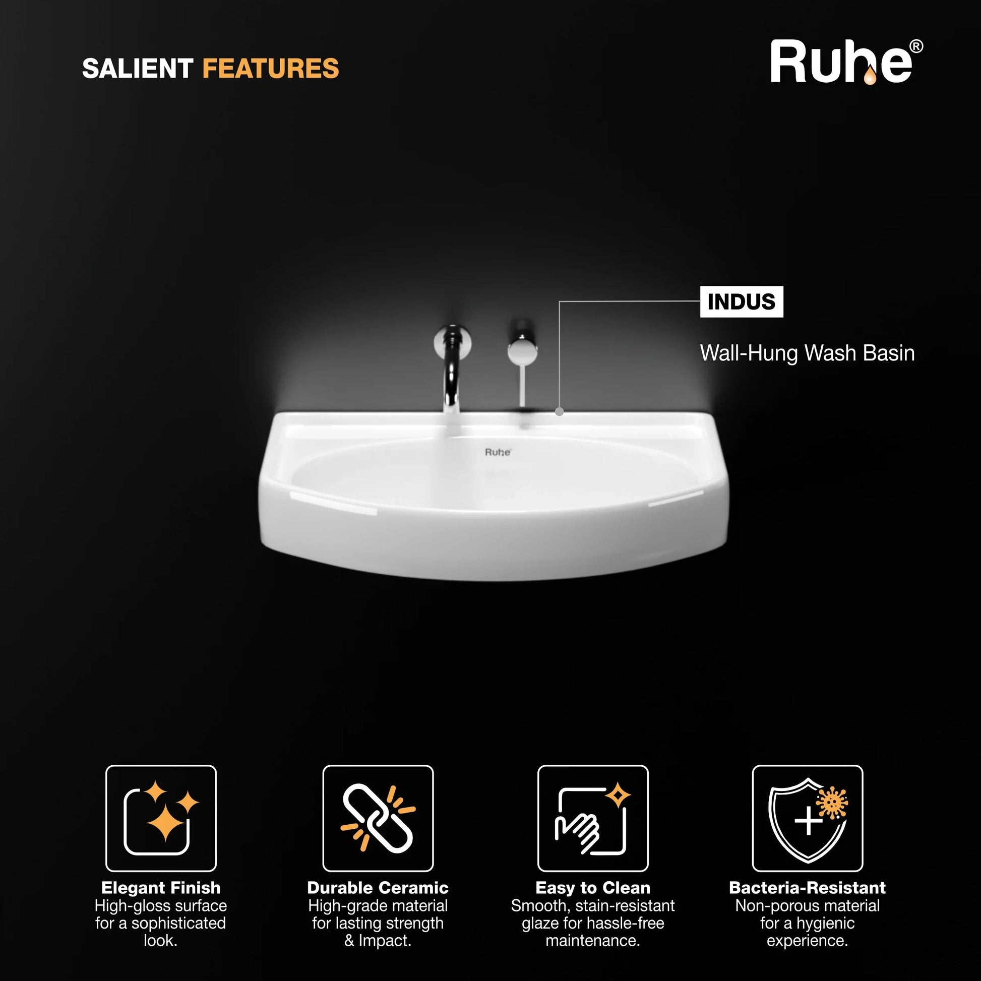 Indus Wall-hung Wash Basin (depth)