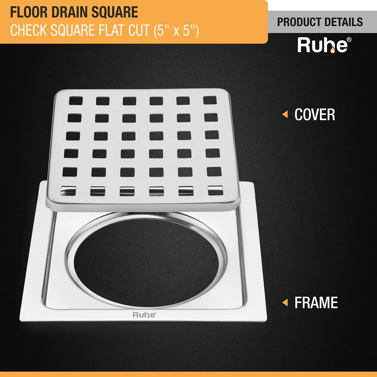 Check Floor Drain Square Flat Cut (5 x 5 Inches) product details