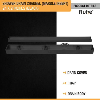 Marble-Insert Shower Drain Channel Coloured (2 Inches)