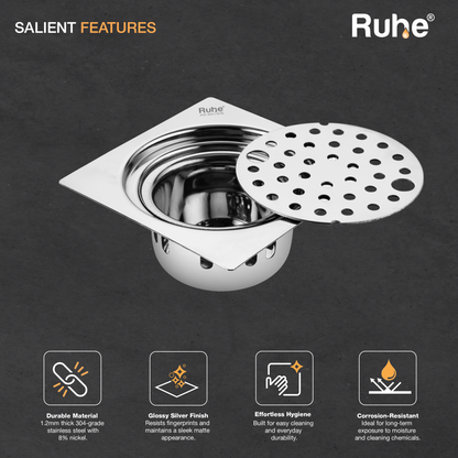 Air Flat Cut Floor Drain with Lock & Cockroach Trap