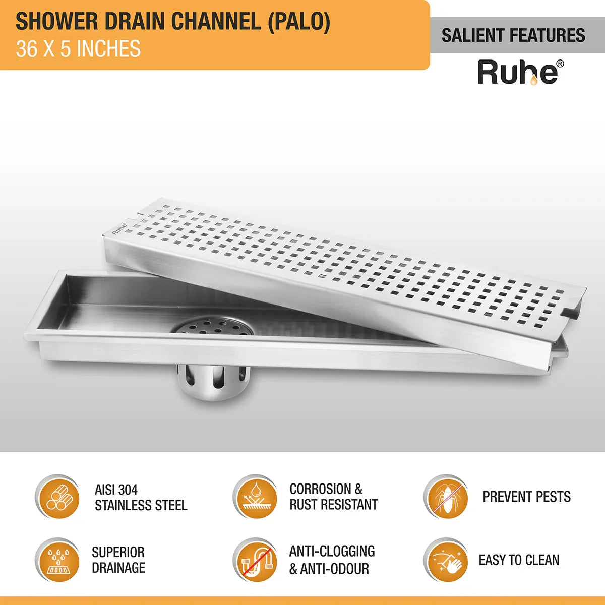 Palo Shower Drain Channel (5 Inches)
