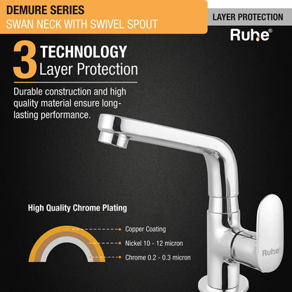 Demure Deck Mount Wash Basin Tap with Swivel Spout