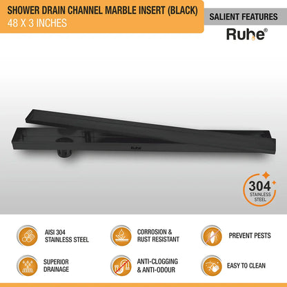 Marble-Insert Shower Drain Channel (3 Inches)