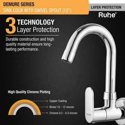 Demure Wall Mount Kitchen Sink Tap with Swivel Spout