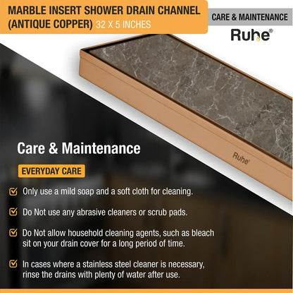 Marble-Insert Shower Drain Channel Coloured (5 inches)