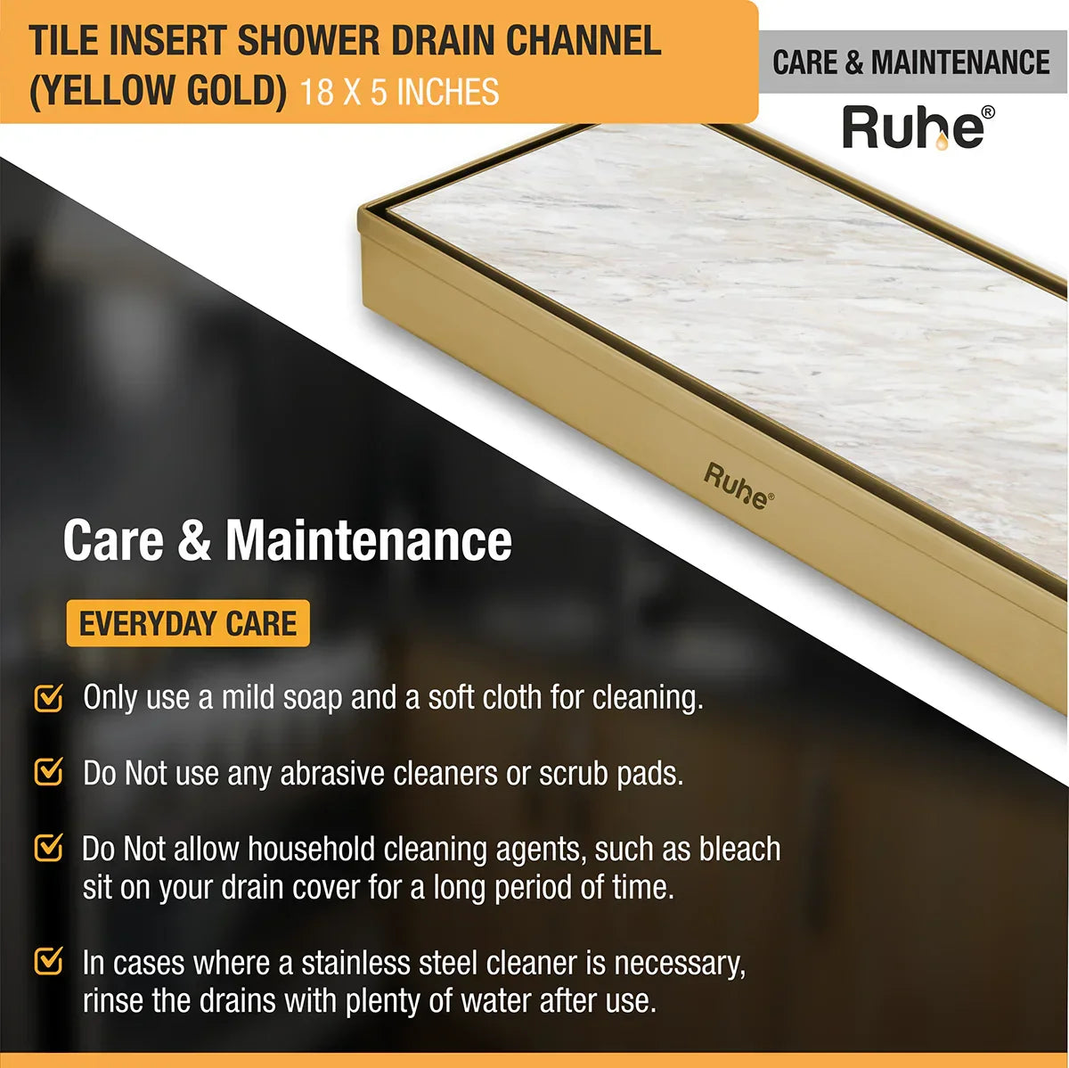 Tile-Insert Shower Drain Channel (5 Inches)