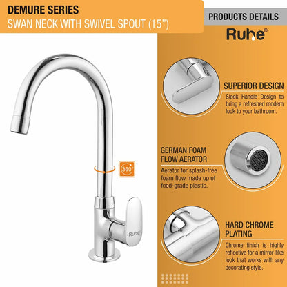 Demure Deck Mount Wash Basin Tap with Swivel Spout