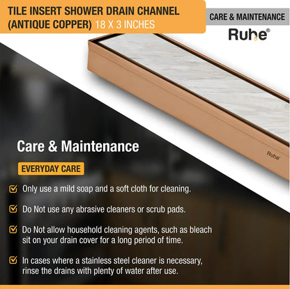 Tile-Insert Shower Drain Channel (3 Inches)