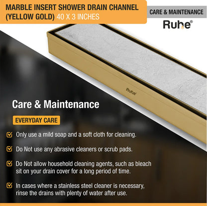 Marble-Insert Shower Drain Channel (3 Inches)