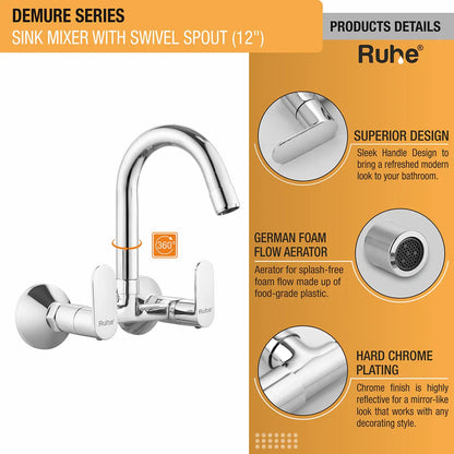 Demure Sink Mixer Brass Faucet with Small (12 inches) Round Swivel Spout - by Ruhe