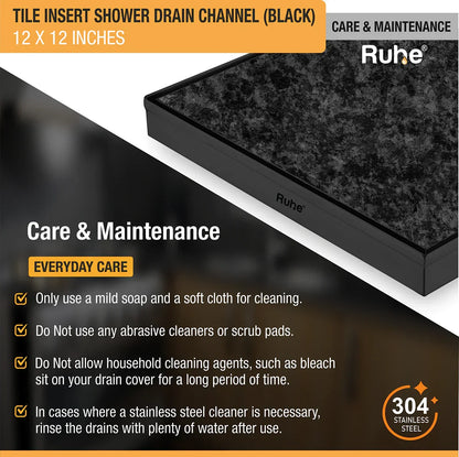 Tile-Insert Shower Drain Channel (12 x 12 Inches)
