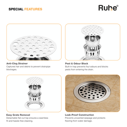 Round Floor Drain with Lock and Cockroach Trap (5 Inches)