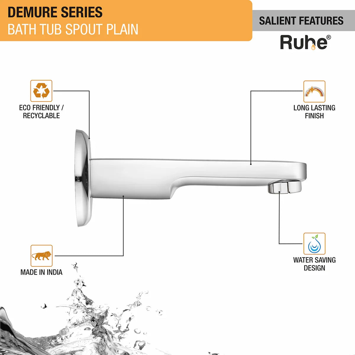 Demure Plain Bathtub Tap (Only Spout) - by Ruhe