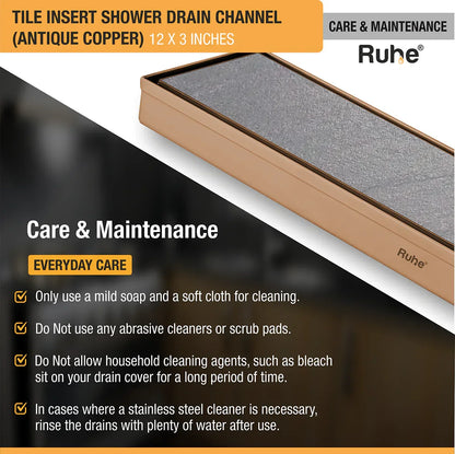 Tile-Insert Shower Drain Channel (3 Inches)