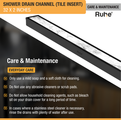 Tile-Insert Shower Drain Channel Coloured (2 Inches)