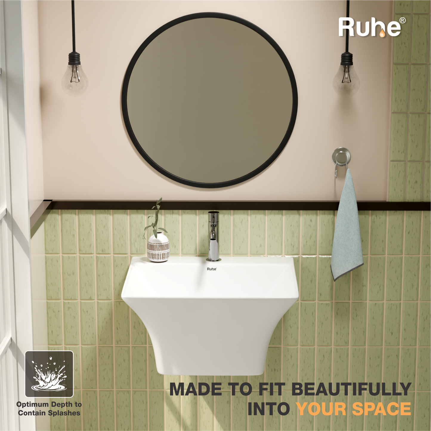 Cielo Half Pedestal Wash Basin (depth)